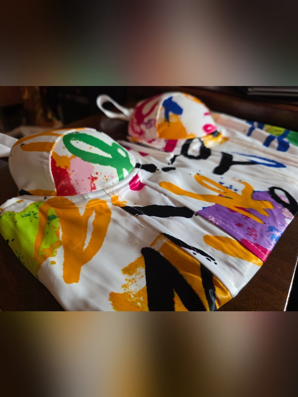 Love X Design "Subway Stop" Graffiti Print Bustier Corset Top New - Picture 4 of 7